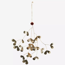 Load image into Gallery viewer, Aged Brass Mistletoe Hanging Christmas Decoration
