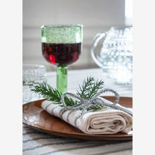Load image into Gallery viewer, Green & Silver Stripe Cotton Tablecloth