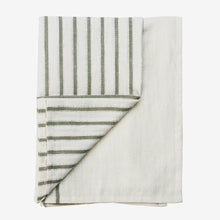 Load image into Gallery viewer, Green & Silver Stripe Cotton Tablecloth
