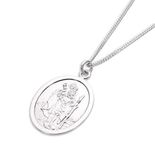 Load image into Gallery viewer, Oval Sterling Silver St Christopher on Rope Chain

