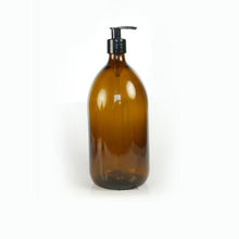 Load image into Gallery viewer, Pair of 500ml Amber Glass Apothecary Pump-Top Bottles

