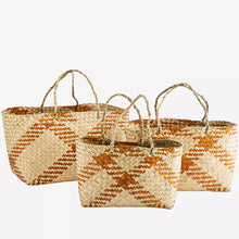Load image into Gallery viewer, Large Check Woven Seagrass Bag
