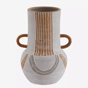 Painted Terracotta Vase with Urn Handles