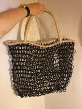 Load image into Gallery viewer, Black with Natural Brimer Macrame Abaca Bag
