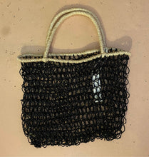 Load image into Gallery viewer, Black with Natural Brimer Macrame Abaca Bag