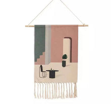 Load image into Gallery viewer, Printed Cotton Tassel Wall Hanging
