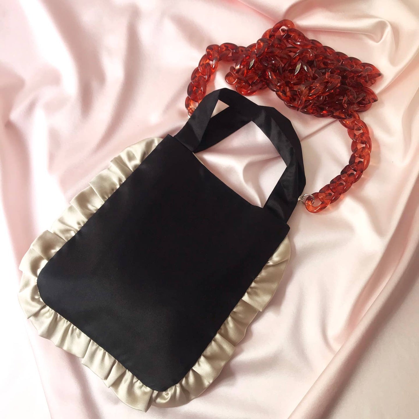 Black & Pink Silk Bag