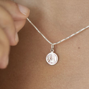 Mini Sterling Silver St Christopher on Rope Chain