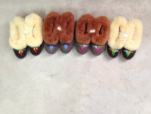 Childrens Embroidered Sheepskin Slippers