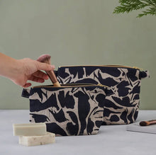 Load image into Gallery viewer, Navy Creatures Printed Linen Wash Bag
