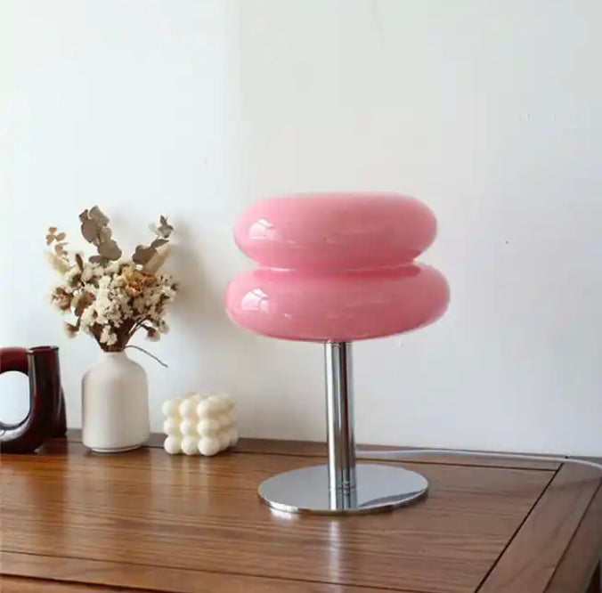 Pink Glass Macaron Chrome Lamp