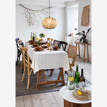 Load image into Gallery viewer, Green &amp; Silver Stripe Cotton Tablecloth
