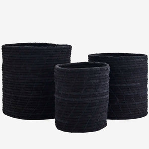 Trio of Black Cotton Baskets