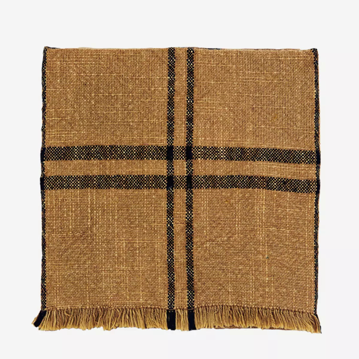 Check Tan Heavy Linen Tea Towel