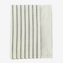 Load image into Gallery viewer, Green &amp; Silver Stripe Cotton Tablecloth
