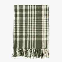 Load image into Gallery viewer, Check Forest Green Woven Cotton Throw
