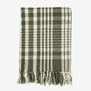 Check Forest Green Woven Cotton Throw