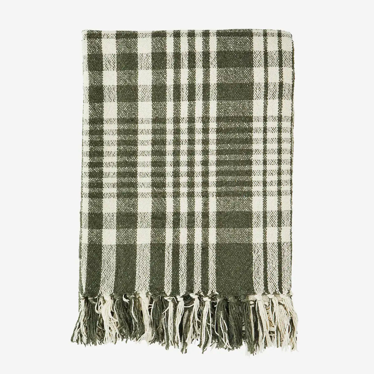 Check Forest Green Woven Cotton Throw