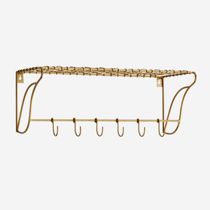 Brass Wire Shelf with Hooks