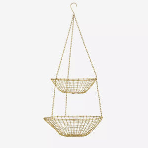 Angled Brass Hanging Wire Storage Baskets