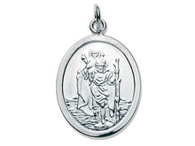 Load image into Gallery viewer, Oval Sterling Silver St Christopher on Rope Chain
