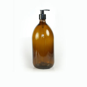 Pair of 500ml Amber Glass Apothecary Pump-Top Bottles