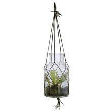Load image into Gallery viewer, glass vase pot planter leather macrame hanging  loop hk living
