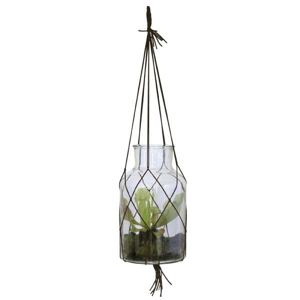 glass vase pot planter leather macrame hanging  loop hk living