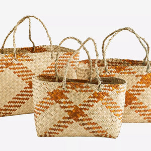 Small Check Woven Seagrass Bag