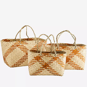 Small Check Woven Seagrass Bag