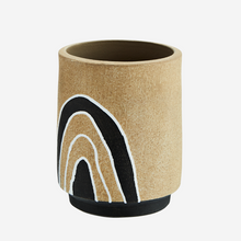 Load image into Gallery viewer, Sand Glazed Plant Pot with Monochrome Illustration
