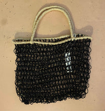 Load image into Gallery viewer, Black with Natural Brimer Macrame Abaca Bag
