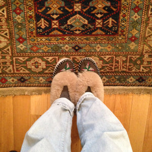 Handmade Embroidered Light Sheepskin Slippers