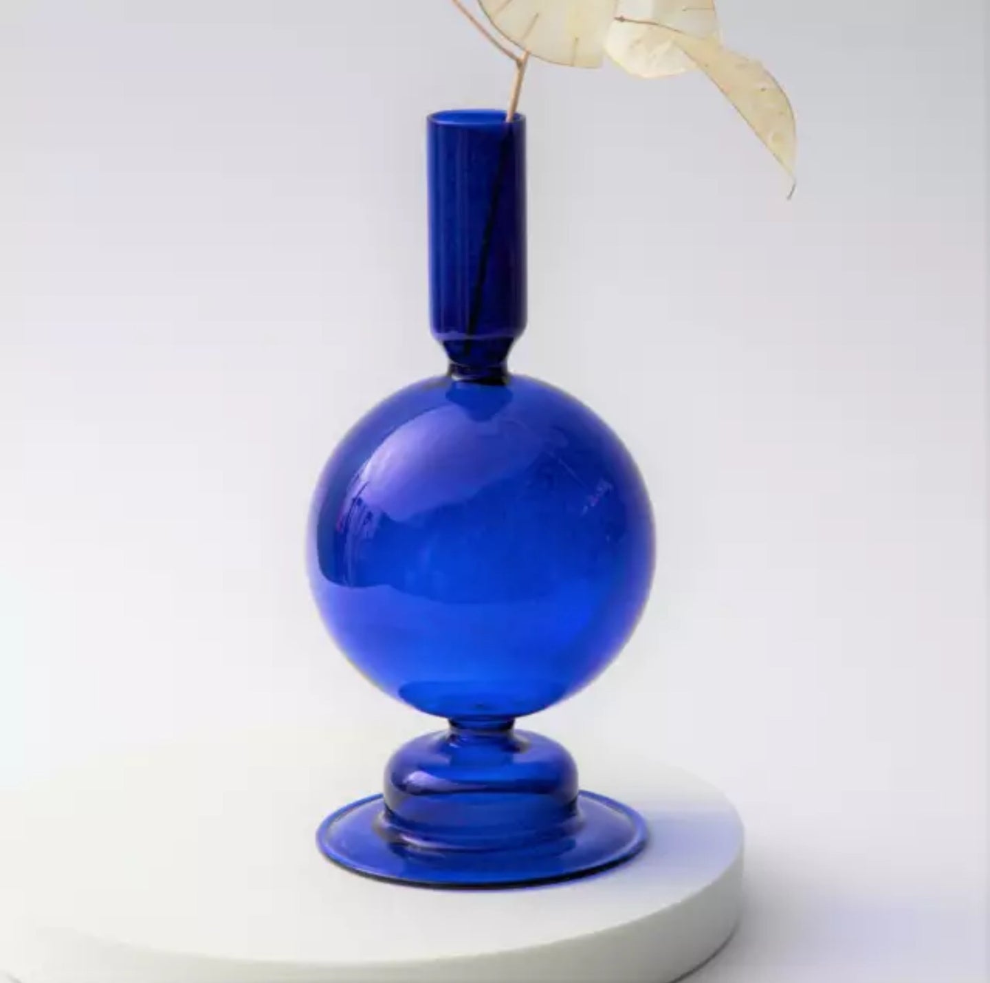 Glass Orb Blown Candlestick