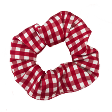 Load image into Gallery viewer, Red Gingham Silk Scrunchie
