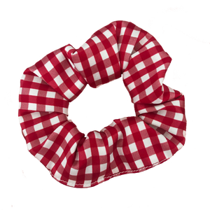 Red Gingham Silk Scrunchie