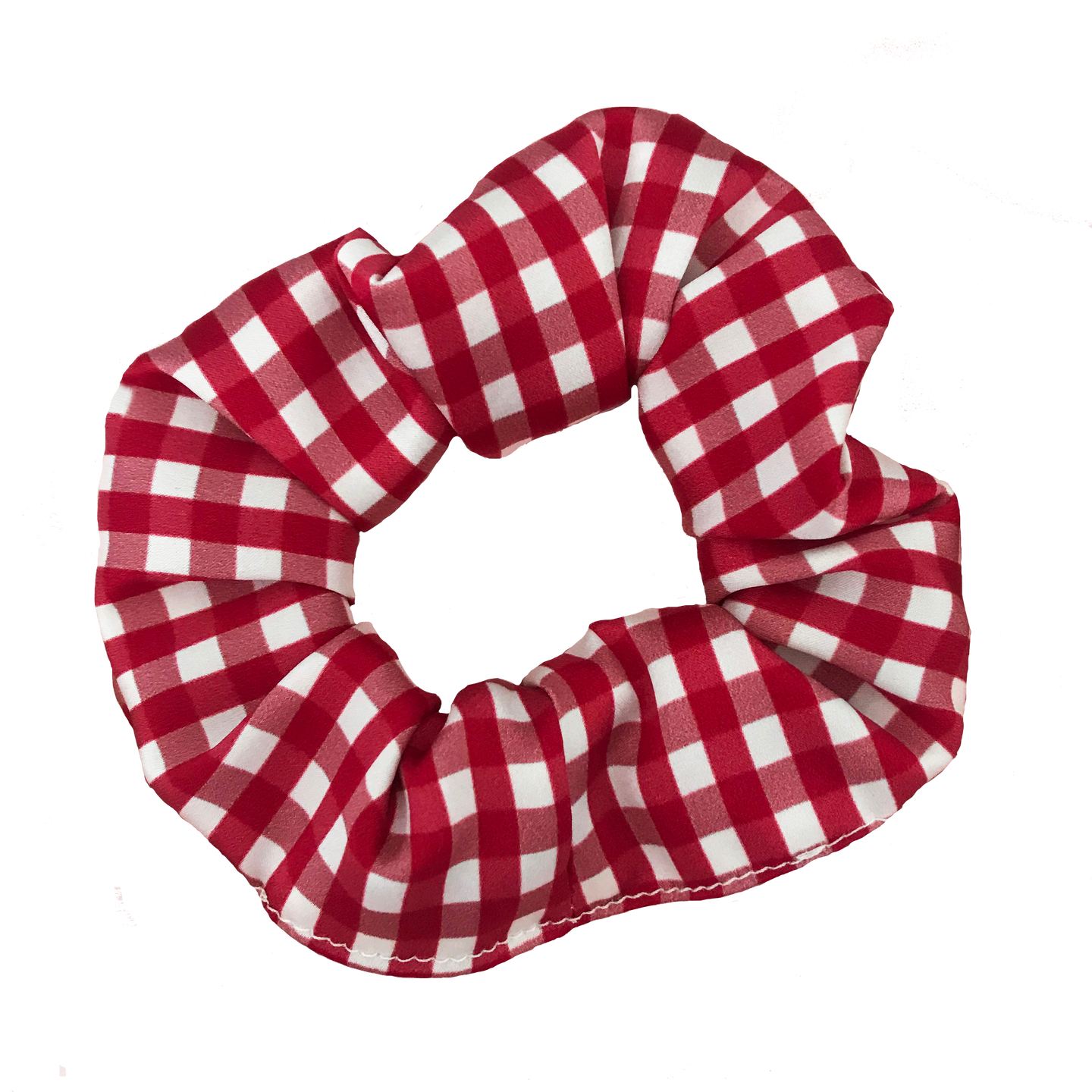 Red Gingham Silk Scrunchie