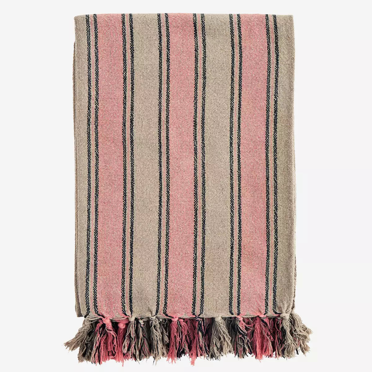 Coral & Taupe Woven Cotton Throw