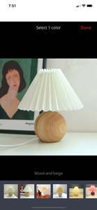 Wooden Ball Lamp with Pleated Lampshade