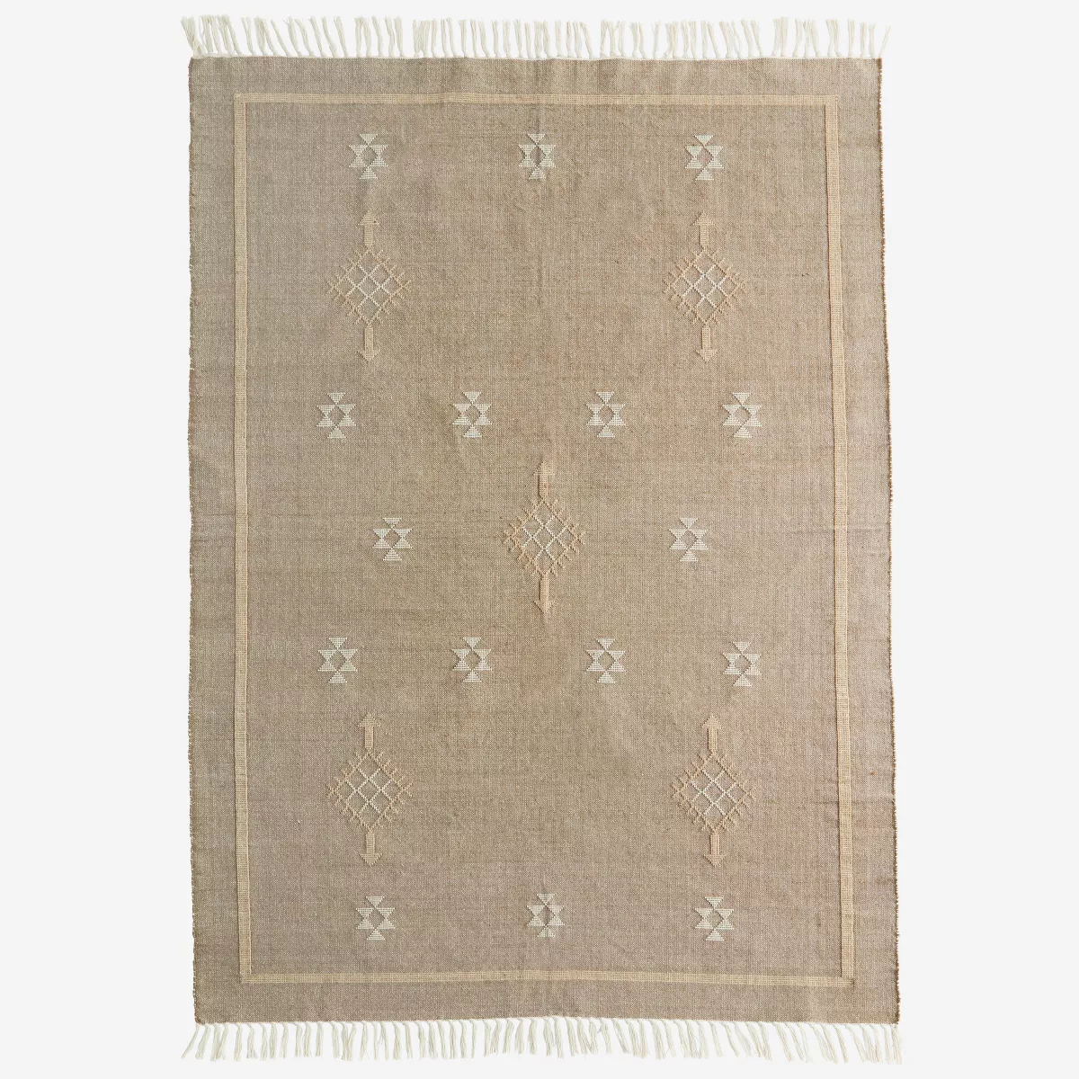 Handwoven Embroidered Cotton Rug