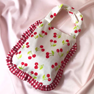 Cherry Print & Gingham Silk Bag