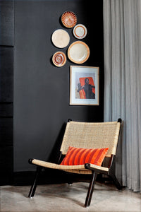 Black Teak & Cane Webbing Cord Lounge Chair
