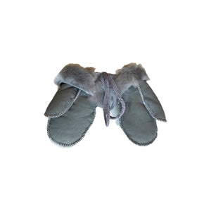 Childrens Sheepskin & Suede Mittens on String