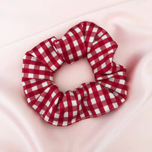 Load image into Gallery viewer, Red Gingham Silk Scrunchie
