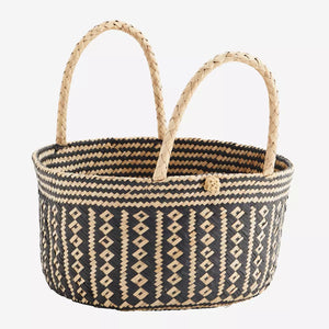 Seagrass Woven Black Basket Bag