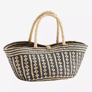 Seagrass Woven Black Basket Bag