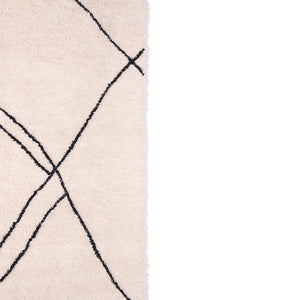 Handwoven Cotton Rug with Tufted Contrast Lines