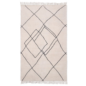 Handwoven Cotton Rug with Tufted Contrast Lines